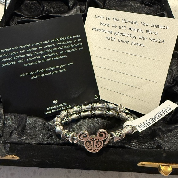 Disney Parks X Alex and Ani bracelet Silver  Mickey Filigree Wrap RS NEW - Picture 1 of 16
